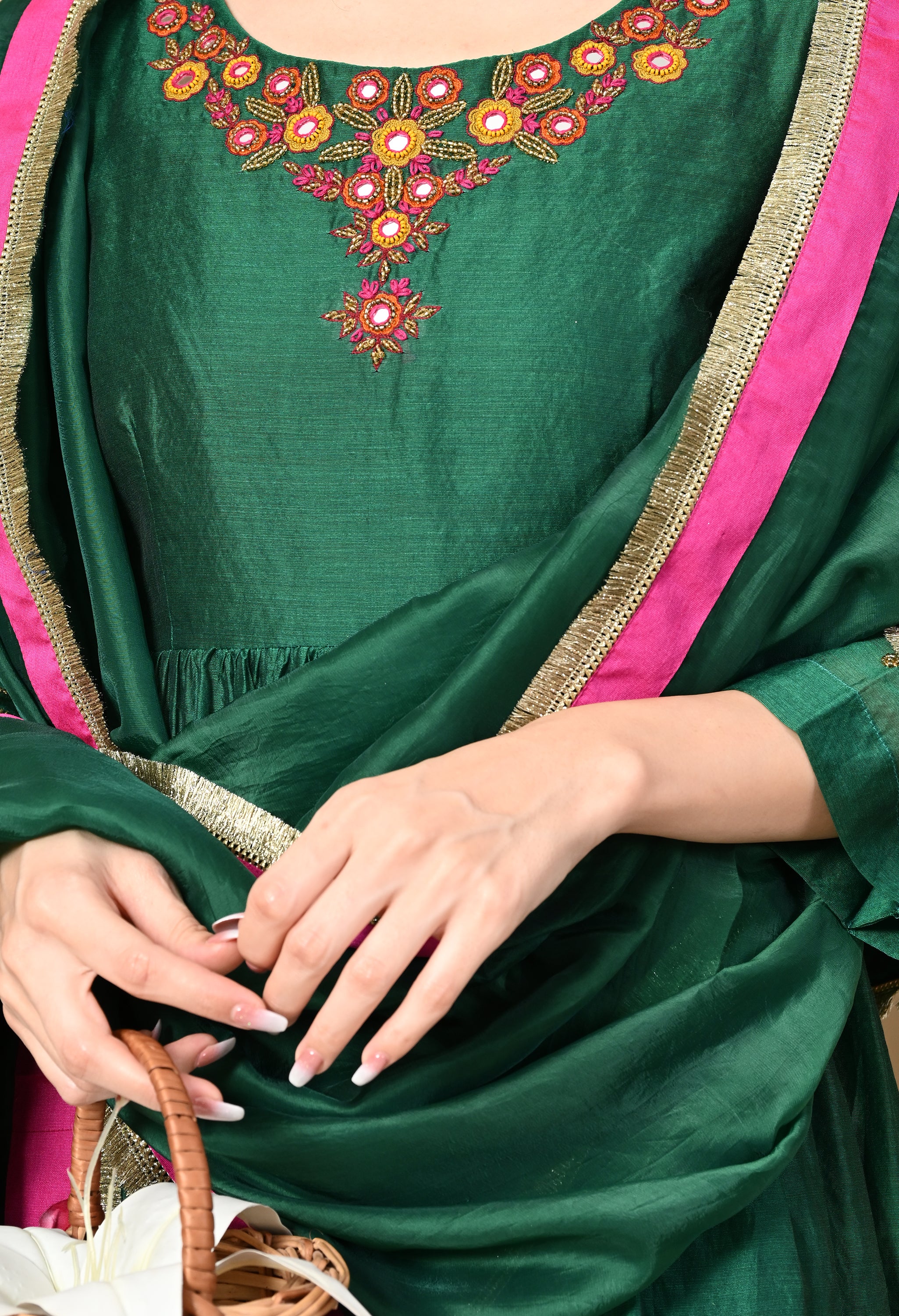 FAIZA CHANDERI KURTA SET